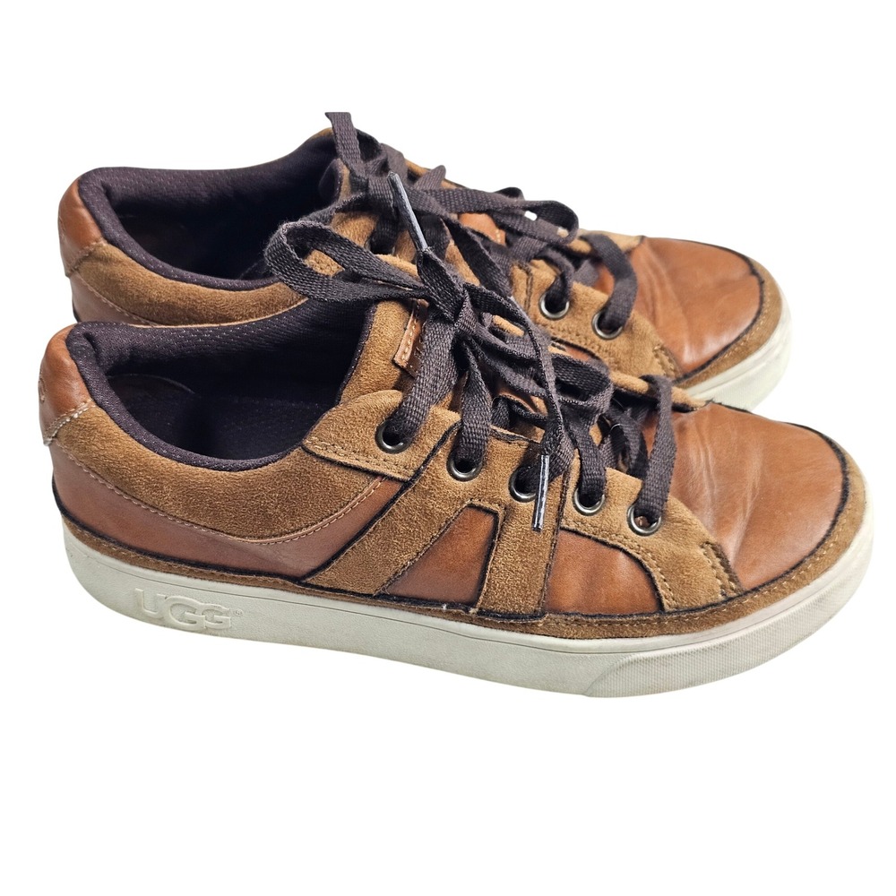 UGG‎ Kids Brock Sneaker Chestnut Leather Suede Low Top Shoes 1095770K Size 4